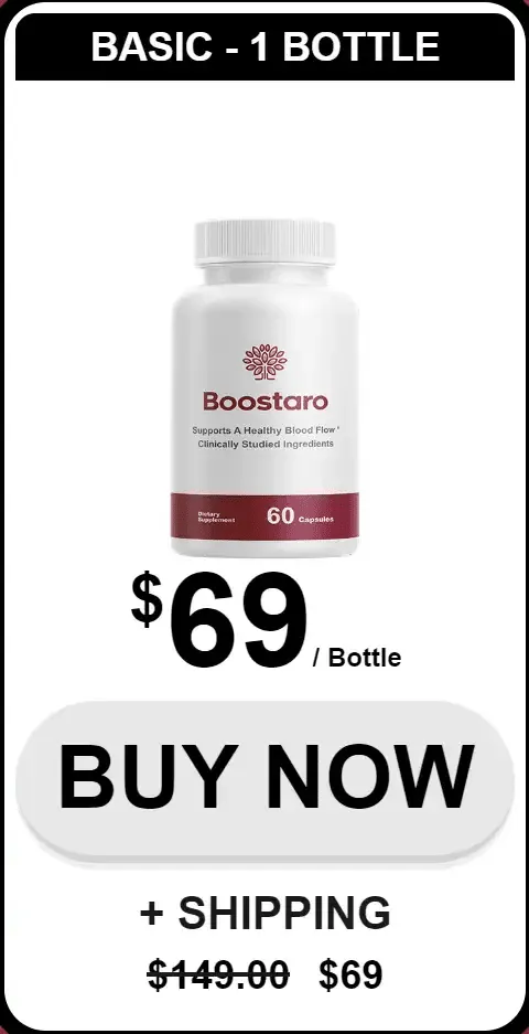 Boostaro Basic Package — 1 bottle at $69 with 60 capsules supporting healthy blood flow