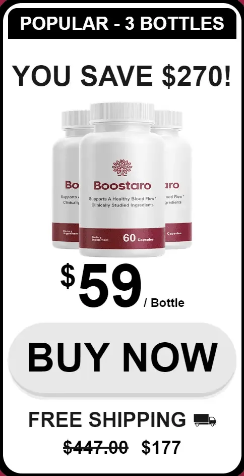 Boostaro Popular Package — 3 bottles at $59 per bottle with free shipping, save $270
