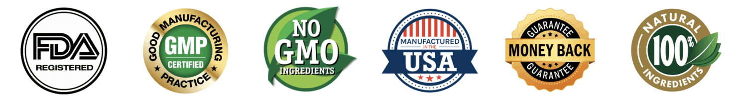 Boostaro FDA registered GMP certified non-GMO trust badges